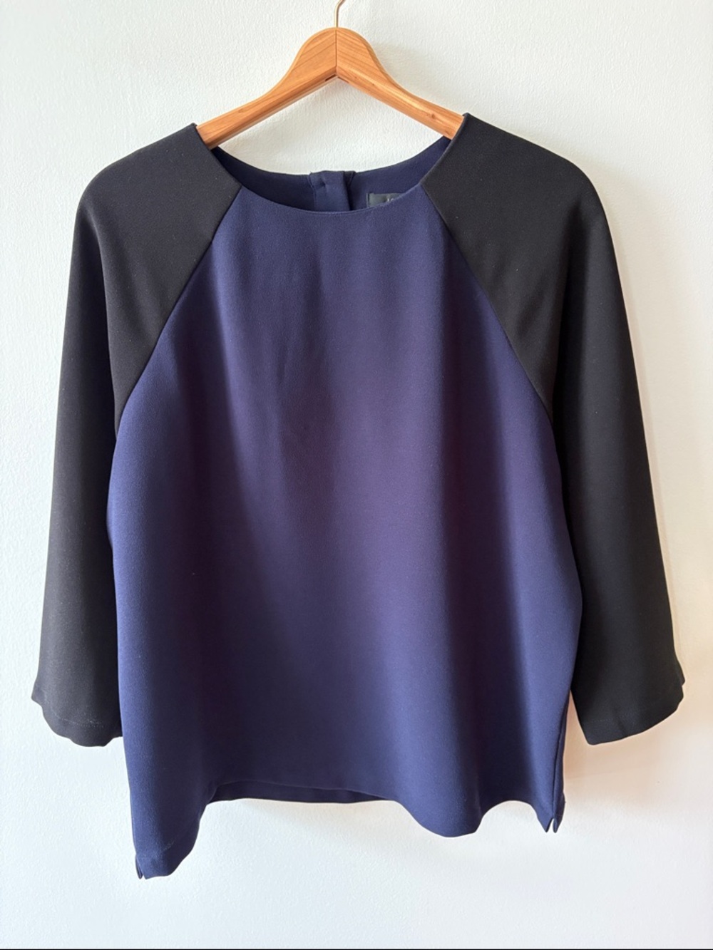 J Crew Crepe Baseball Top Navy Black Size 10